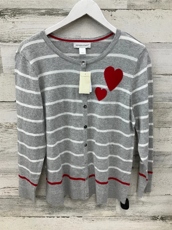 Weekend Specials to Snag Sweater Cardigan By Christopher And Banks In Grey & White, Size: L