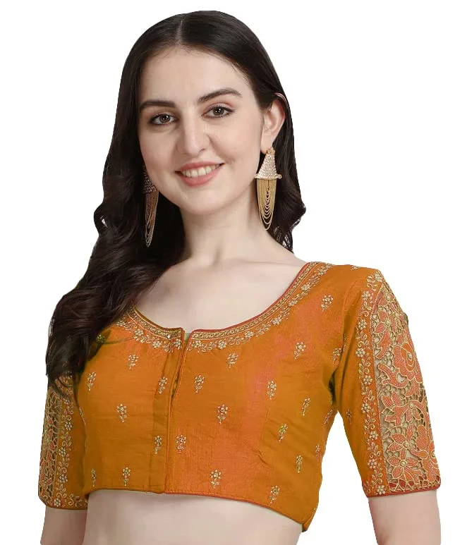 Special Price Women's Yellow Phantom Silk Readymade Blouse