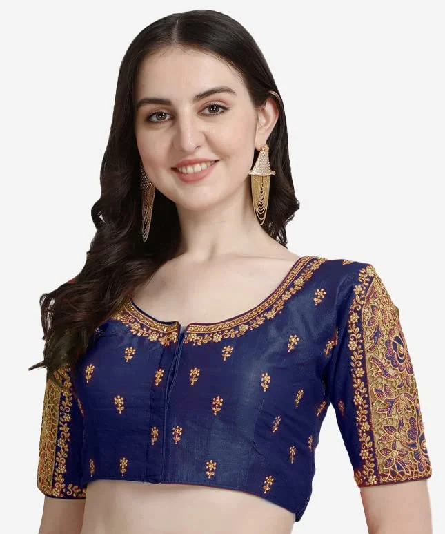 Can't Beat Women's Blue Phantom Silk Readymade Blouse