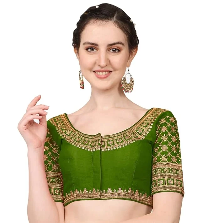 Weekend Bargains Galore Women's Light Green Silk Readymade Blouse