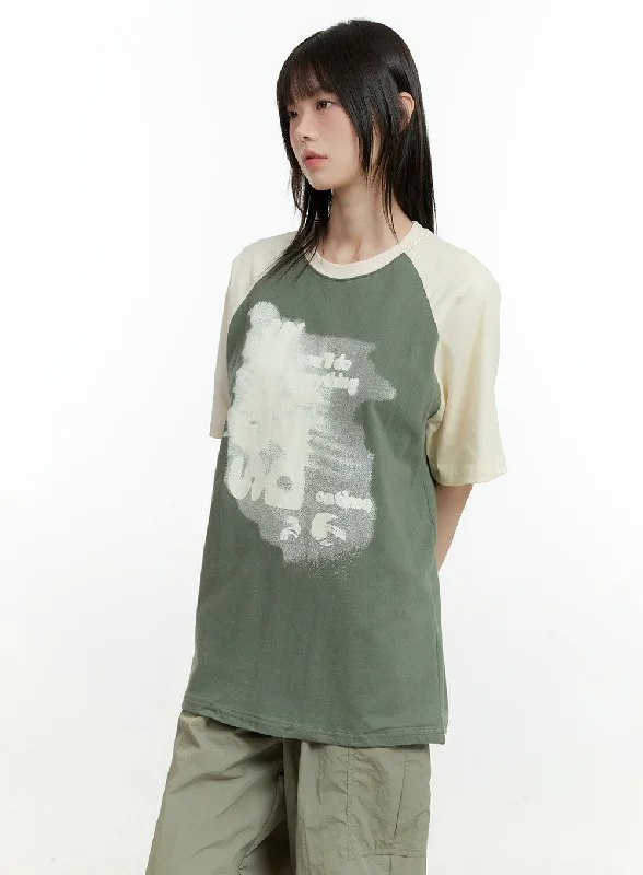 Cotton Graphic Raglan T-Shirt CG402