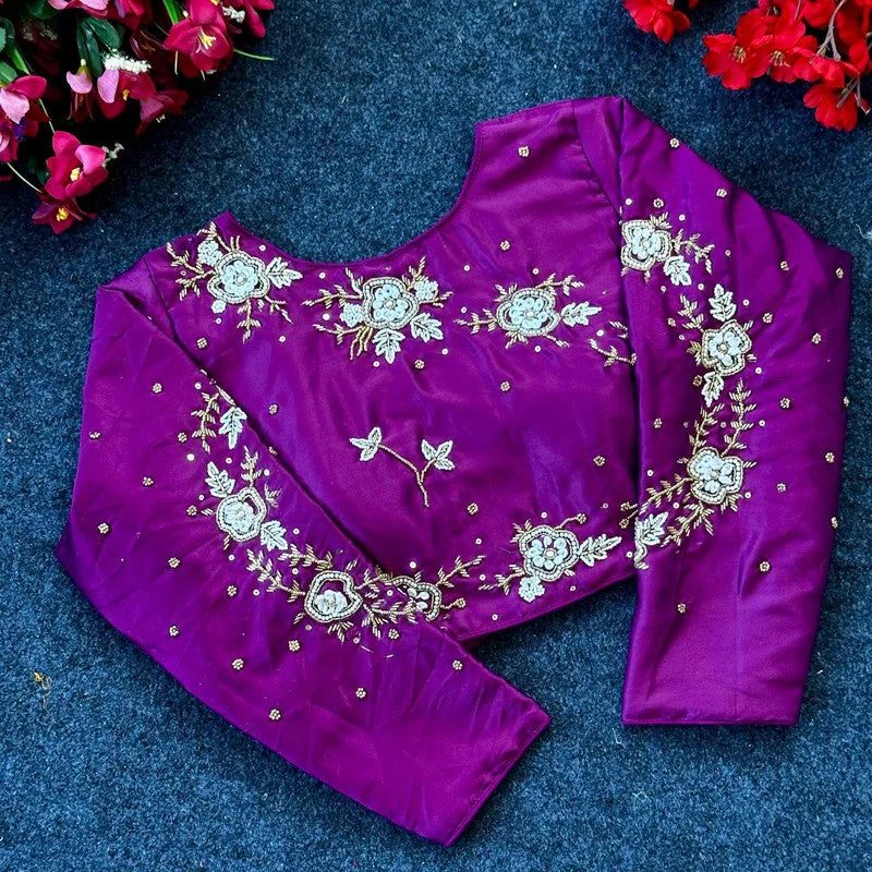 Value Pack Women's Wine Colour Silk Readymade Blouse