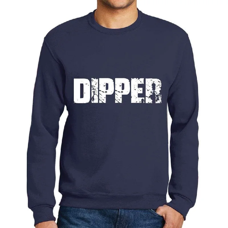 Super Sale Men's Printed Graphic Sweatshirt Popular Words DIPPER French Navy