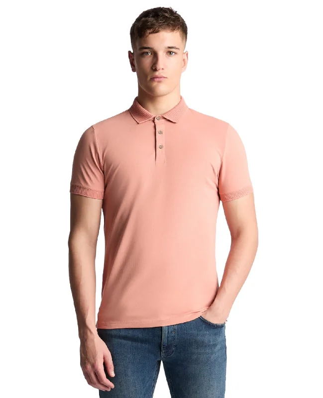Price Rollback ID24408-Remus Coral Ribbed Collar Polo Shirt