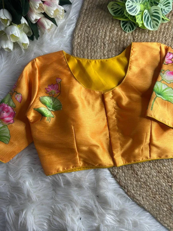 Weekend Specials to Cherish Women's Mustard Colour Silk Readymade Blouse