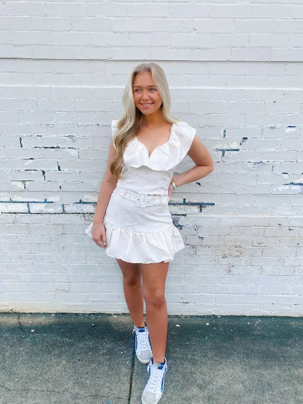 Cream Rose Ruffle Tank