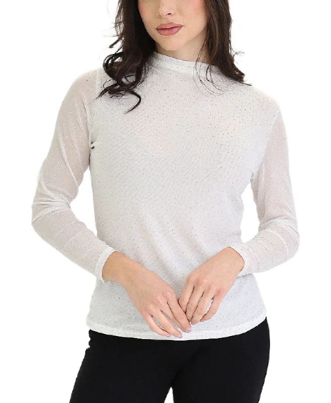 Instant Deal Mesh Top w/ Rhinestones