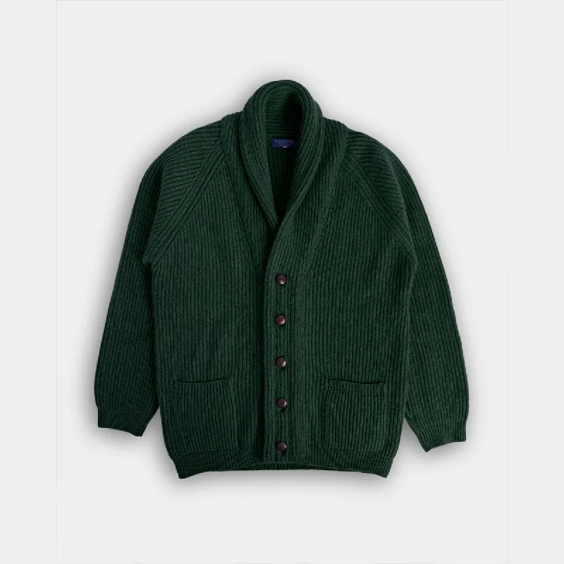 While Supplies Last Green Camel Hair Shawl Collar Cardigan