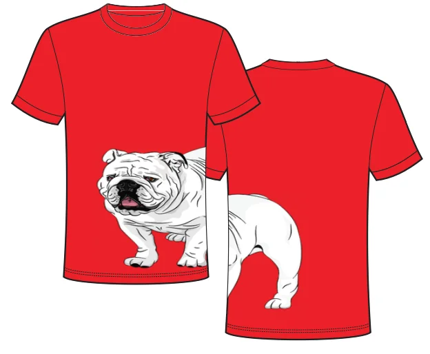 Sparkle City Wrap Around Bulldog Tee - RED