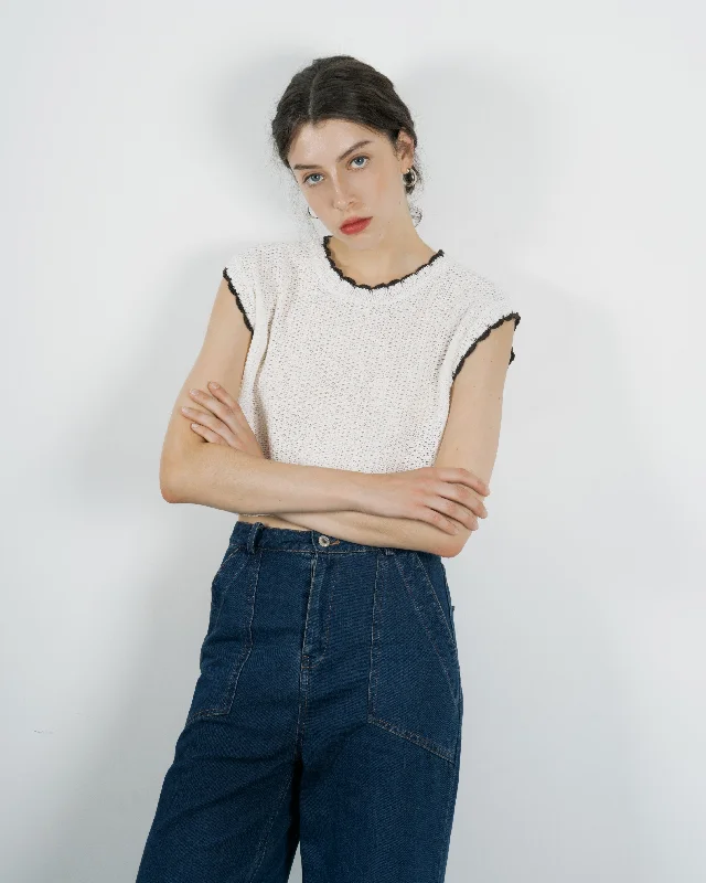Weekend Discounts to Enjoy Eco Sleeveless Knit Top (White)