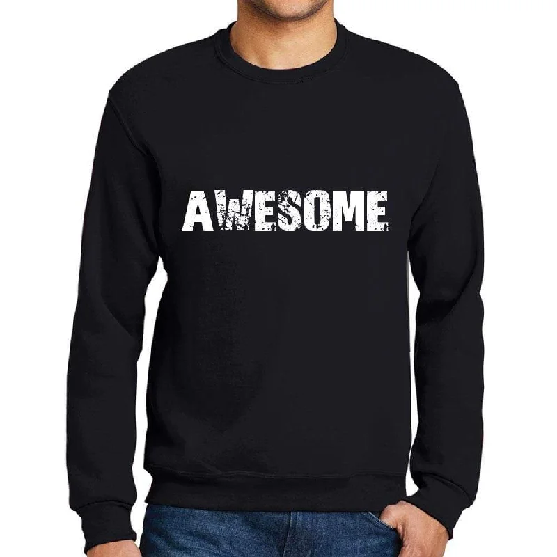 Weekend Offers That Impress Men's Printed Graphic Sweatshirt Popular Words AWESOME Deep Black Weekend Offers That Impress Men's Printed Graphic Sweatshirt Popular Words AWESOME Deep Black