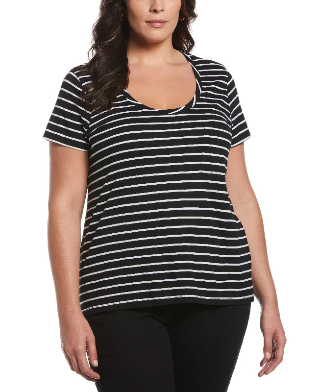 Weekend Discounts to Savor Plus Size Stripe Slub Tee