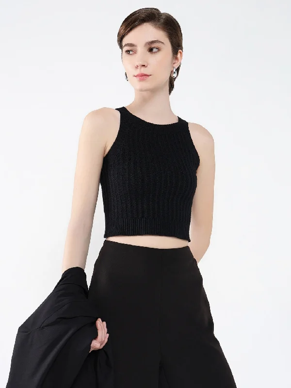 Weekend Deals That Please Women Solid Black Tank Top