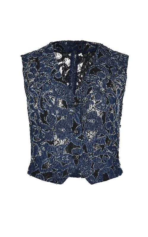 Luces Denim Hand Embroidered Vest