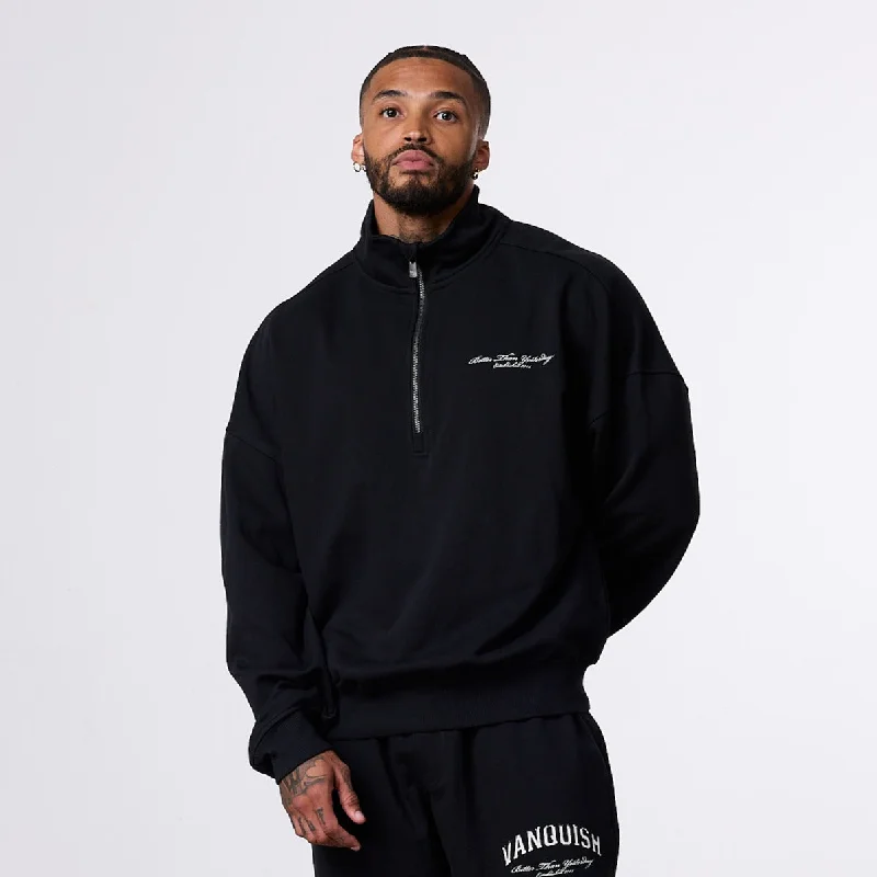 Year-End Sale Vanquish Better Than Yesterday Black Quarter Zip Sweater