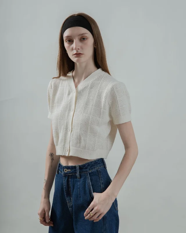 Super Discount Eco Breathable Knitted Short Sleeve Top (Beige)