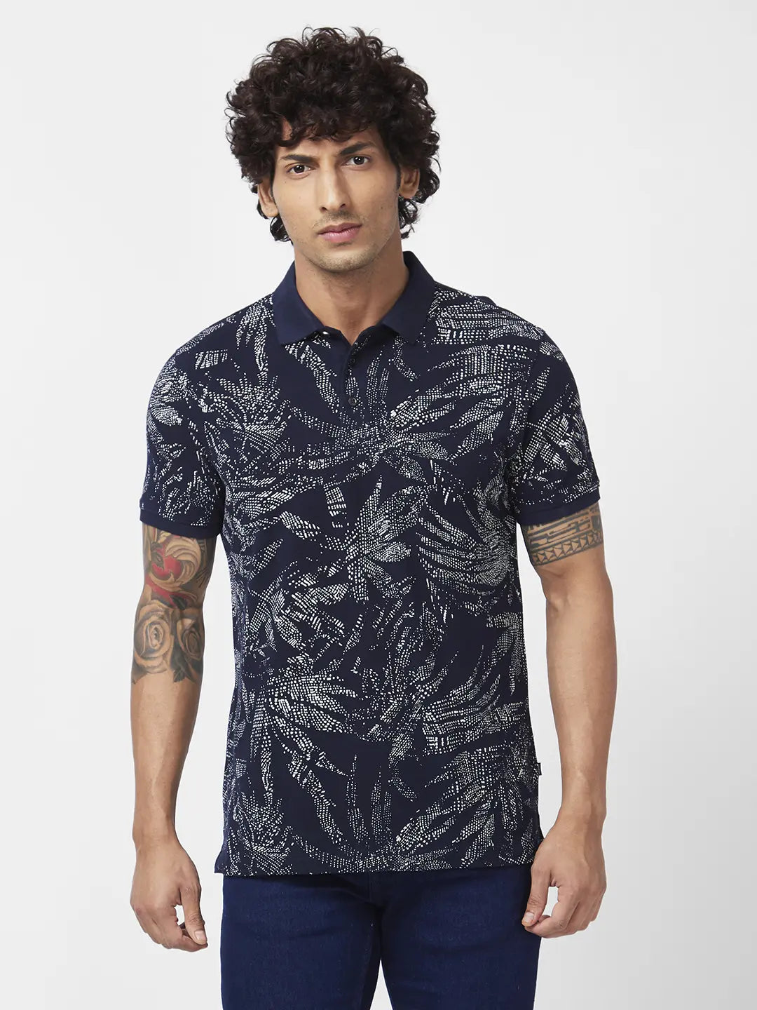 Today’s Special Spykar Men Navy Blue Cotton Slim Fit Half Sleeve Polo Neck Printed Tshirt Today’s Special Spykar Men Navy Blue Cotton Slim Fit Half Sleeve Polo Neck Printed Tshirt