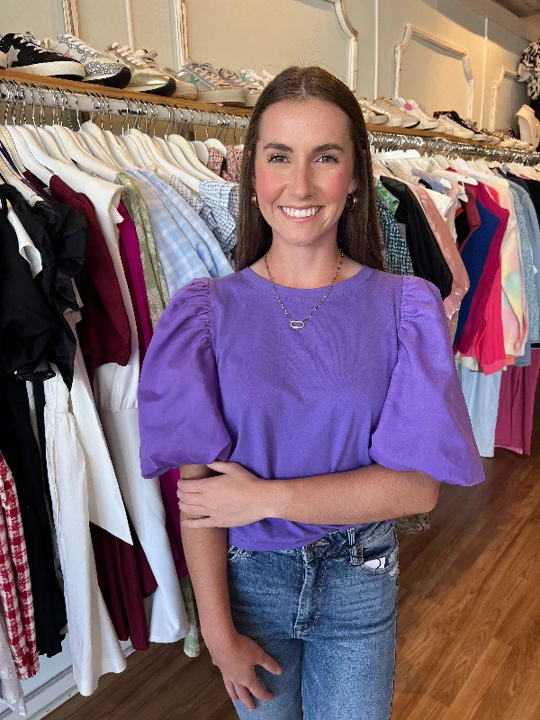 Purple Balloon Sleeve Top