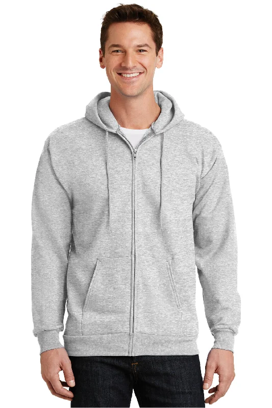 Weekend Bargains Await You Port & Company Mens Essential Pill Resistant Fleece Full Zip Hooded Sweatshirt Hoodie w/ Pockets - Ash Grey Weekend Bargains Await You Port & Company Mens Essential Pill Resistant Fleece Full Zip Hooded Sweatshirt Hoodie w/ Pockets - Ash Grey