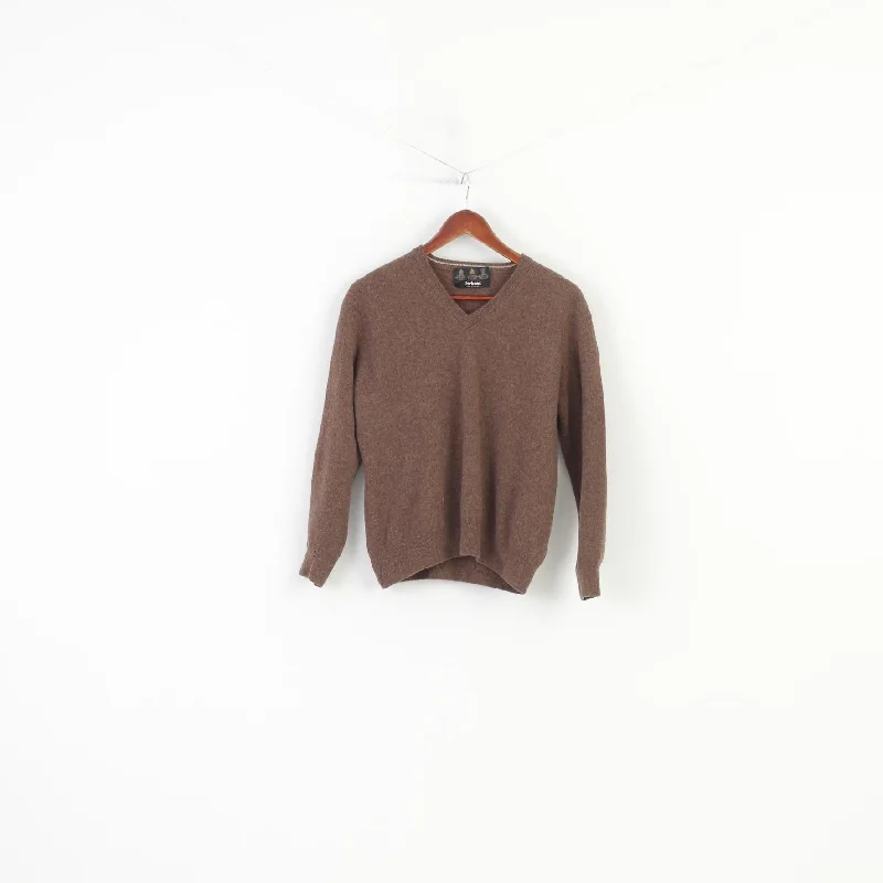 Online Exclusive Barbour Men L Jumper V Neck Wool Lightweight Winter Vintage Sweater Scotland Top