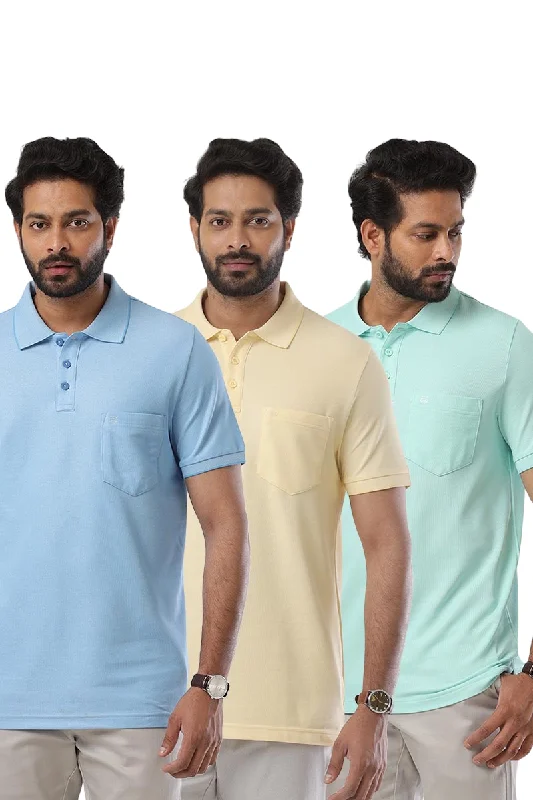 Bonus Savings Golf Polo - Multicolor T-Shirts Pack Of 3 Combo For Men | Ariser