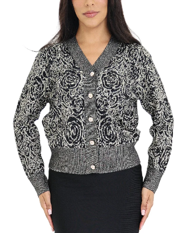 Weekend Specials to Delight Printed Lurex Cardigan