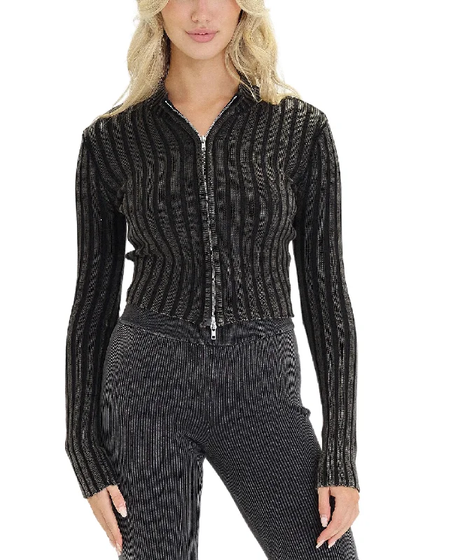 Weekend Specials to Cherish Ribbed Zip Front Sweater