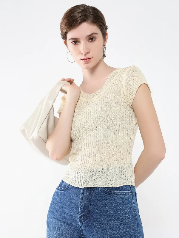 Weekend-Only Price Drops Women Solid Cream Top