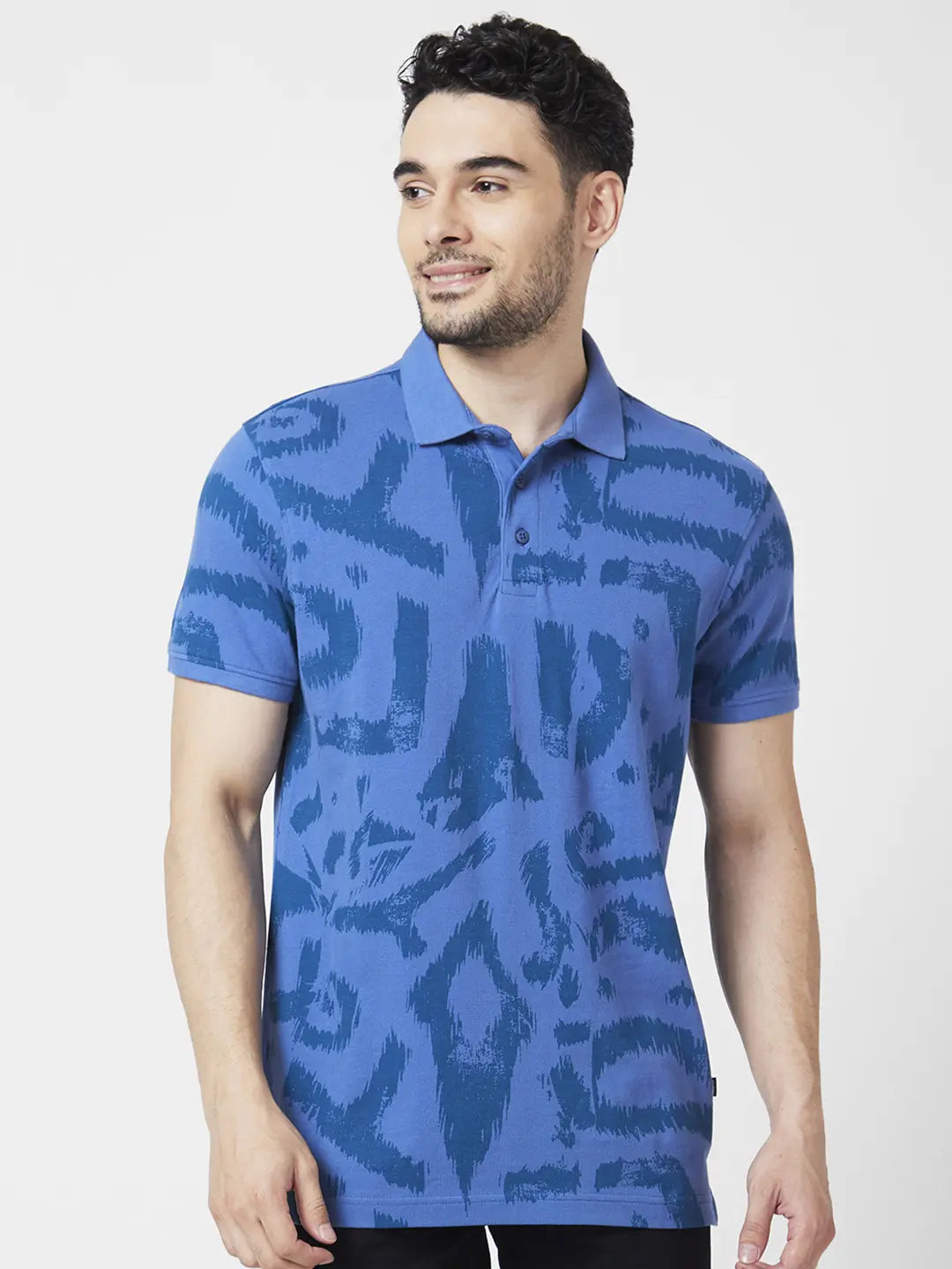 Members Only Spykar Men Haze Blue Cotton Slim Fit Half Sleeve Polo Neck Printed Tshirt Members Only Spykar Men Haze Blue Cotton Slim Fit Half Sleeve Polo Neck Printed Tshirt