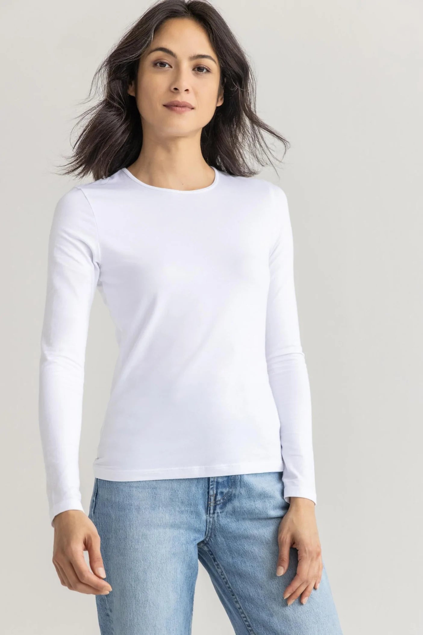 Long Sleeve Crew Tee in White