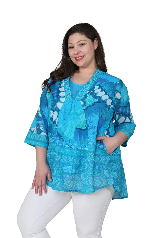 Plus Size Butterfly Wing Flyaway Top