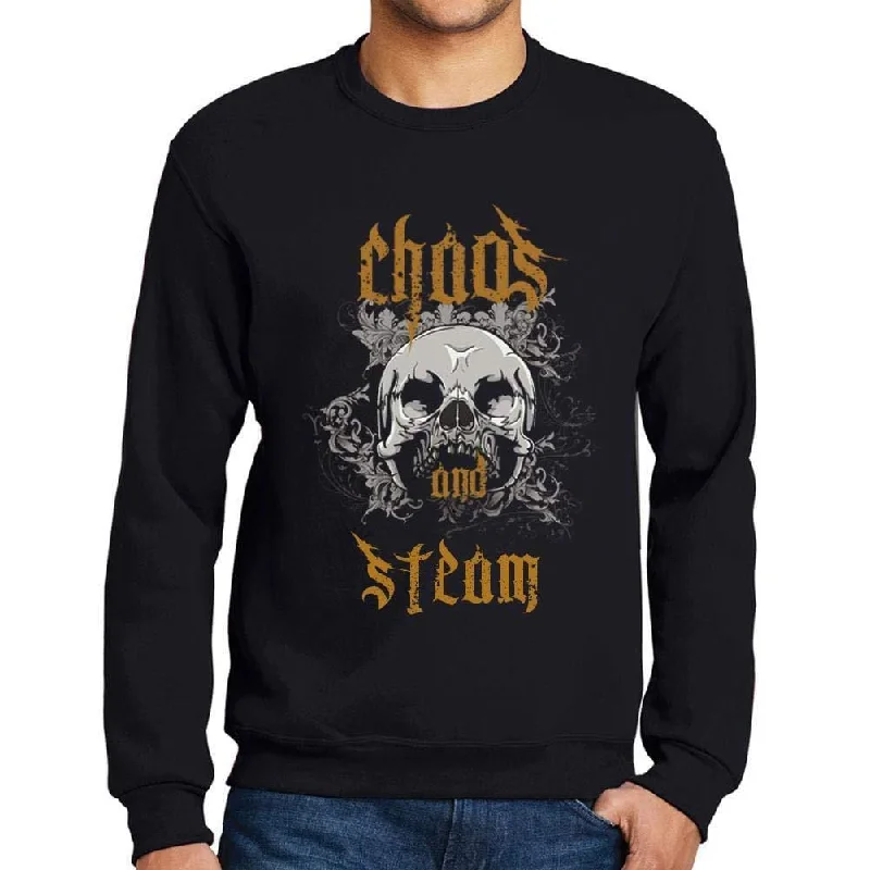 Incredible Offers Ultrabasic - Homme Imprimé Graphique Sweat-Shirt Chaos and Steam Noir Profond