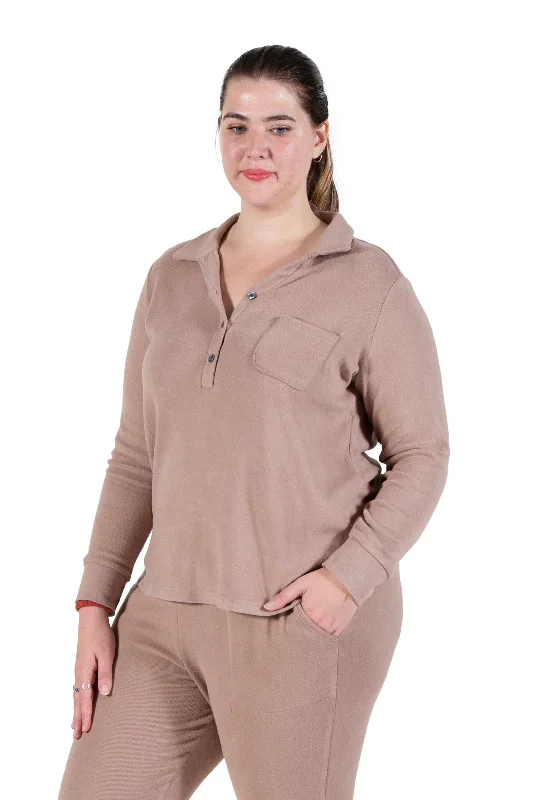 Plus Size Comfort Luxe Collection Cozy Notch Collar Shirt