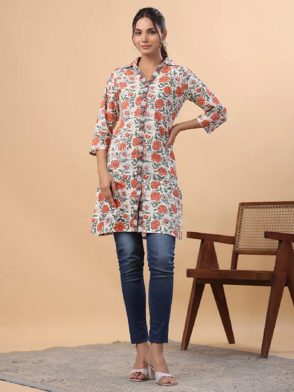 Weekend Deals to Make You Smile Women Cream Cambric Tunic
