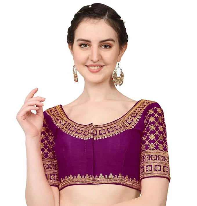 Weekend Discounts to Delight Women's Purple Silk Readymade Blouse