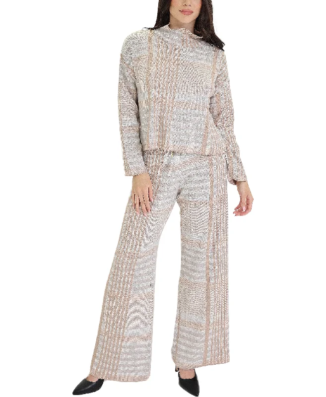 Weekend Deals That Thrill Plaid Knit Top & Knit Pants Sets- 2 Pc Set