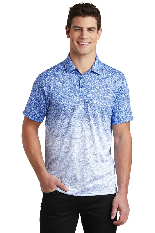 Exclusive Online Offer Sport-Tek Mens Ombre Heather Moisture Wicking Short Sleeve Polo Shirt - White/True Royal Blue
