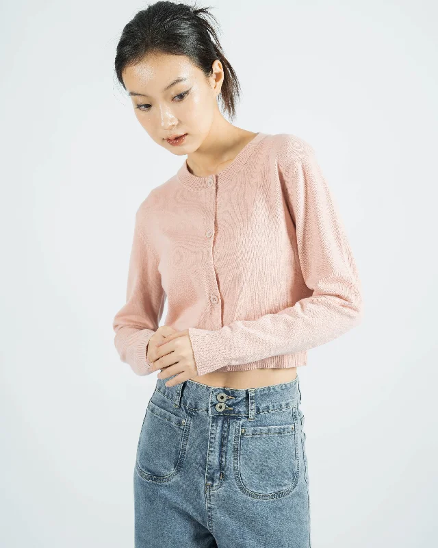 Weekend Discounts to Delight Nako Knit Cardigan (Pink)
