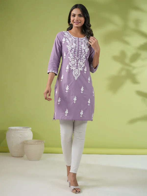 Weekend Savings Spectacular Women Lavender Cambric Tunic