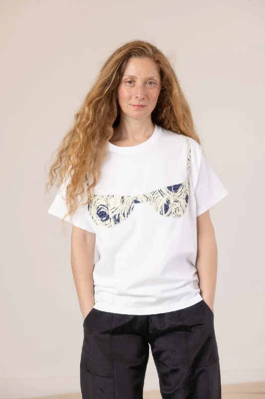 Florida Woman Appliqué T  - White/ Navy Crayon