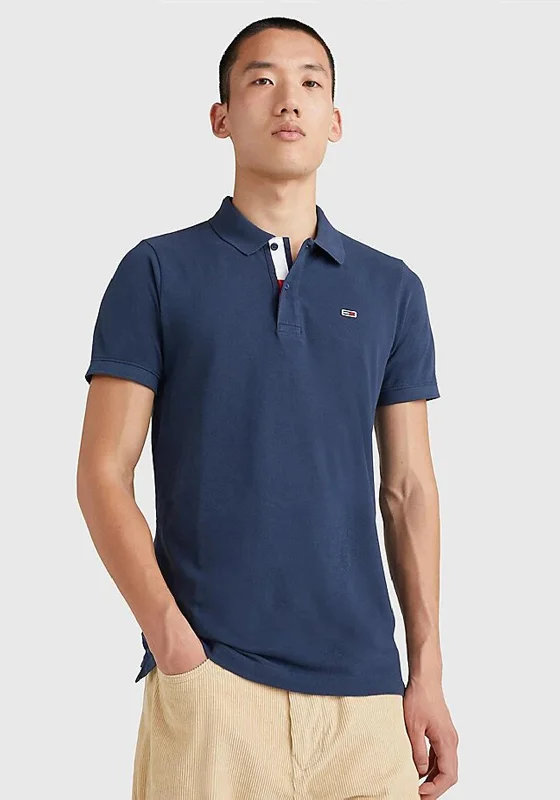 Seasonal Clearance Tommy Jeans Organic Cotton Slim Polo Shirt, Twilight Navy