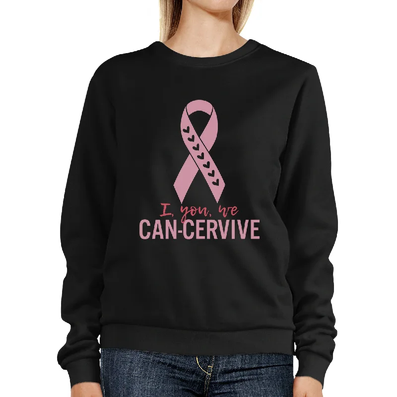 Sneak Peek Sale I You We Can-Cervive Breast Cancer Black SweatShirt