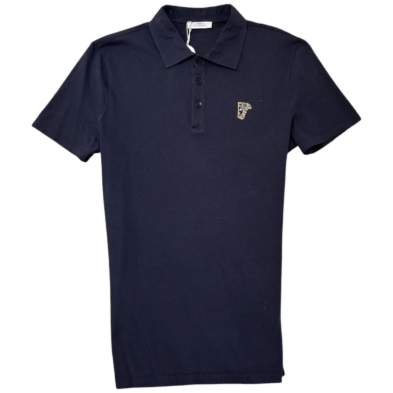 Price Rollback Men's Embroidered Medusa Polo Shirt Navy Size XS