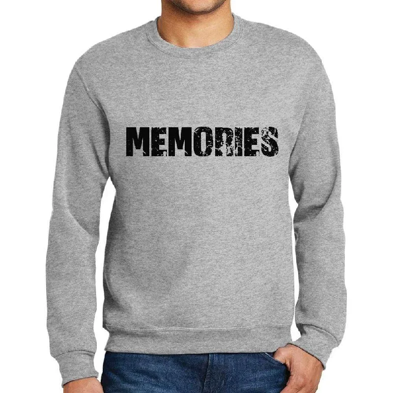 Weekend Bargains to Snag Men's Printed Graphic Sweatshirt Popular Words MEMORIES Grey Marl Weekend Bargains to Snag Men's Printed Graphic Sweatshirt Popular Words MEMORIES Grey Marl