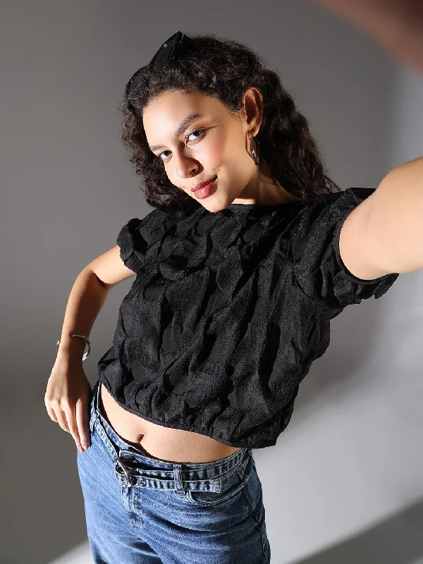 The Best Prices Women Black Solid Crop Top