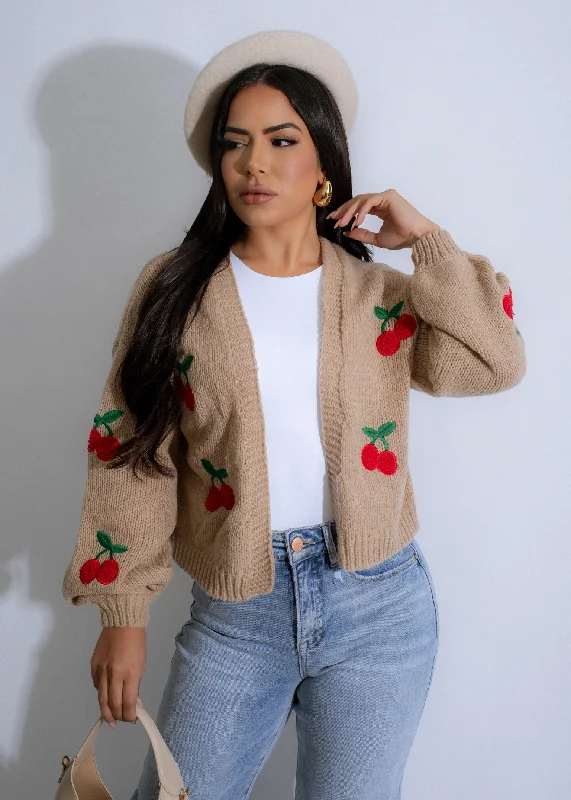 Cherry Delight Knit Sweater Nude