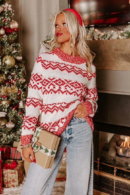 Whispering Pines Knit Sweater in Red