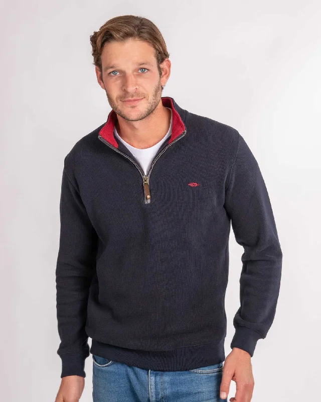 Price Slash Navy Blue Quarter Zip (Red Contrast)