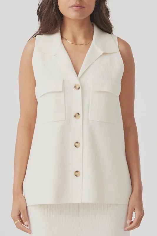 Easton Sleeveless Shirt - Cream