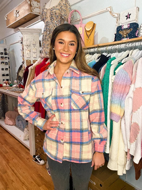 Pink and Blue Flannel Shacket